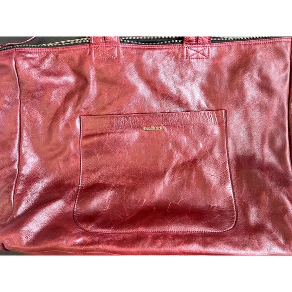 95 Killers Deep Red Genuine Leather Tote/Duffle Bag - Picture 4 of 8